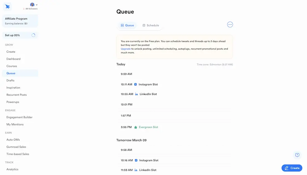 hypefury social media marketing planner dashboard